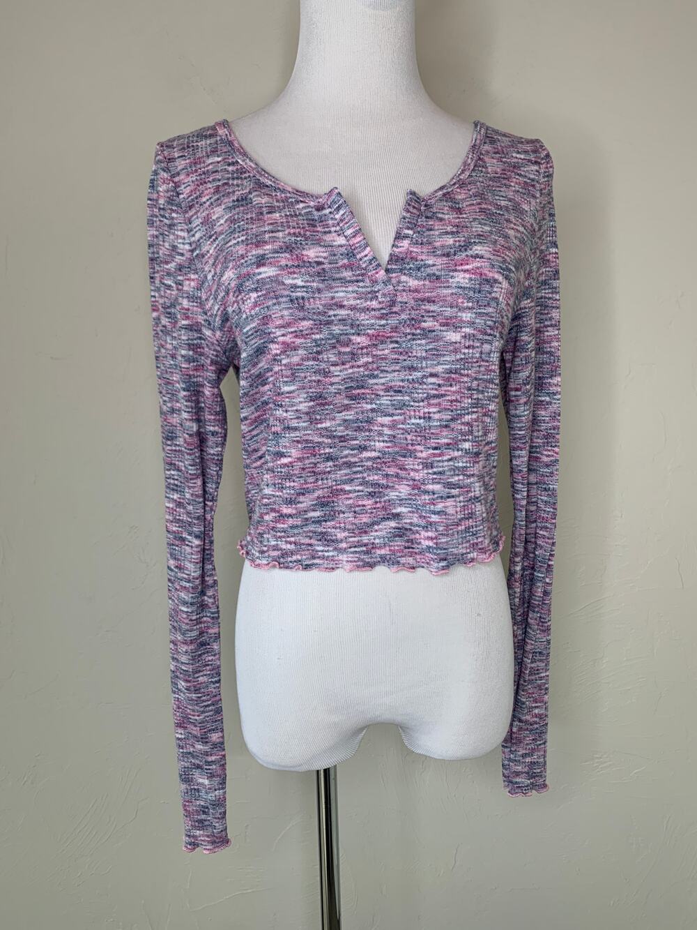 Aero Shrunken Tee Space Dye Crop Long Sleeve OG Tee Sz Large